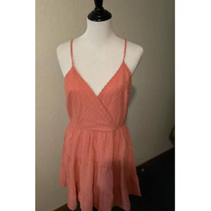 NWT Trixxi Kerry Swiss Dot Mini Dress Large Pink/Peach